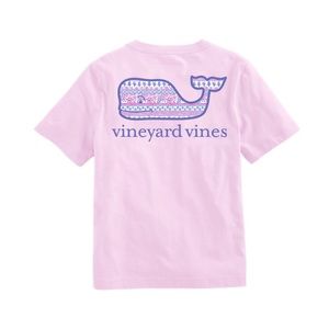 Vineyard Vines Coral Border Whale Short Sleeve Pocket Tee